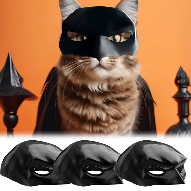 Máscara de vengador de gato de murciélago mate negro, juguete de superhéroe para mascotas para gatos y perros, maquillaje espeluznante, accesorio de disfraz de fiesta
