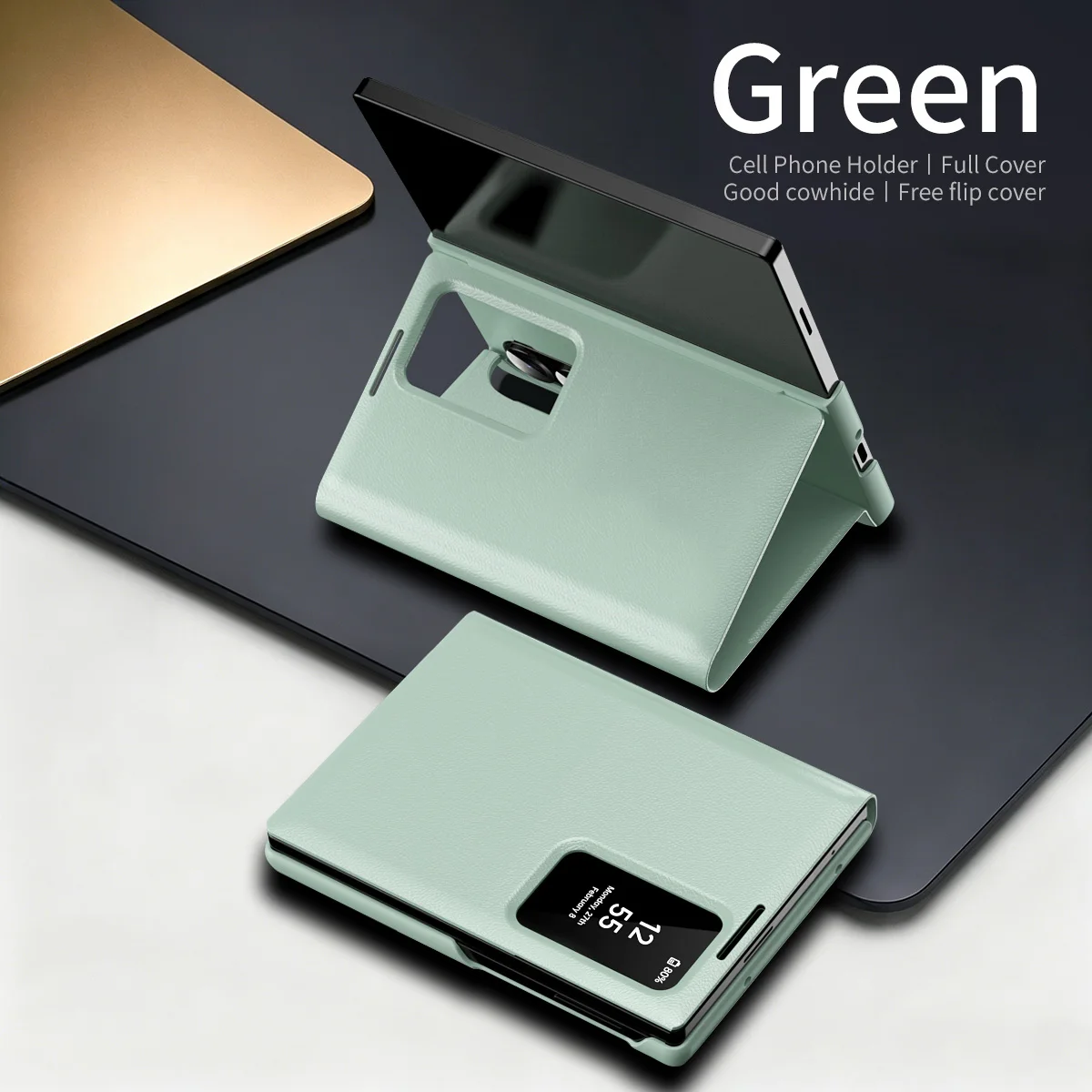New Window Flip Cards Solt Leather Case for Samsung Galaxy Z Fold8 Fold 8 Wide Shockproof Comfortable Grip Book Stand Cover