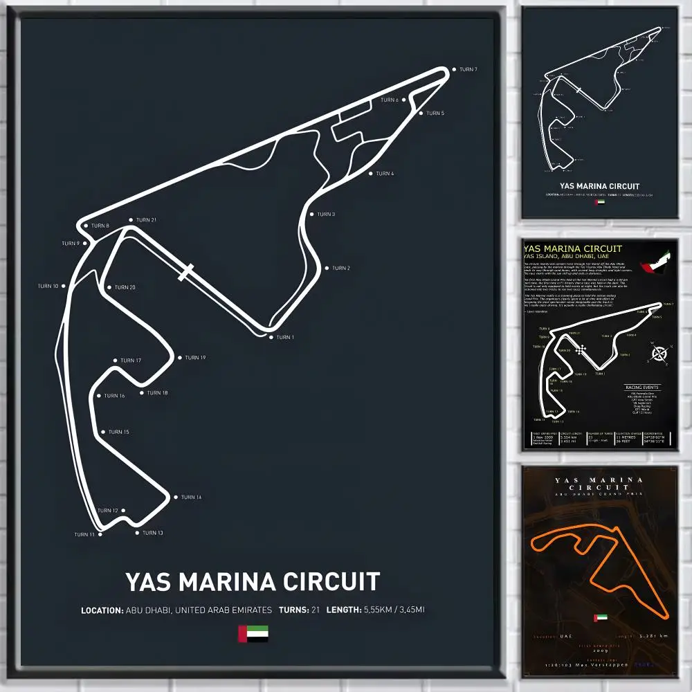 Track F1 Yas Marina Circuit Poster Modern Indoor Outdoor Wall Decor Art Collection