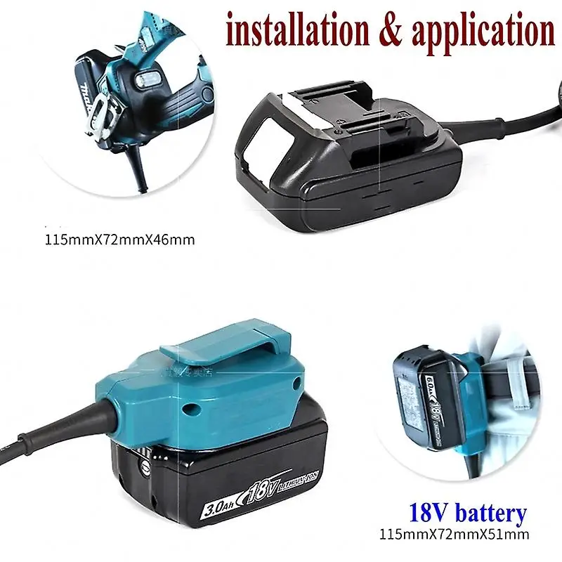 Lithium Battery Lightweight Adapter, Cabos de Extensão, Conversor com 1.6m Cabo, Makita Power Tools, 14V, 18V, BPA18