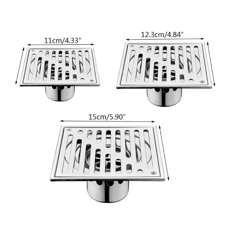 Stainless Steel Shower Square Drain Plug Cover Anti-Odor Bathroom Floor Strainer Drop shipping image 6
