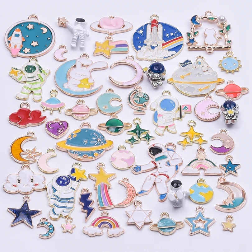 50/100pcs/Lot Starry Sky Series Charms For Drop Oil Mix Pendants Jewelry Making Bracelet Necklace Earrings DIY Accessories Party