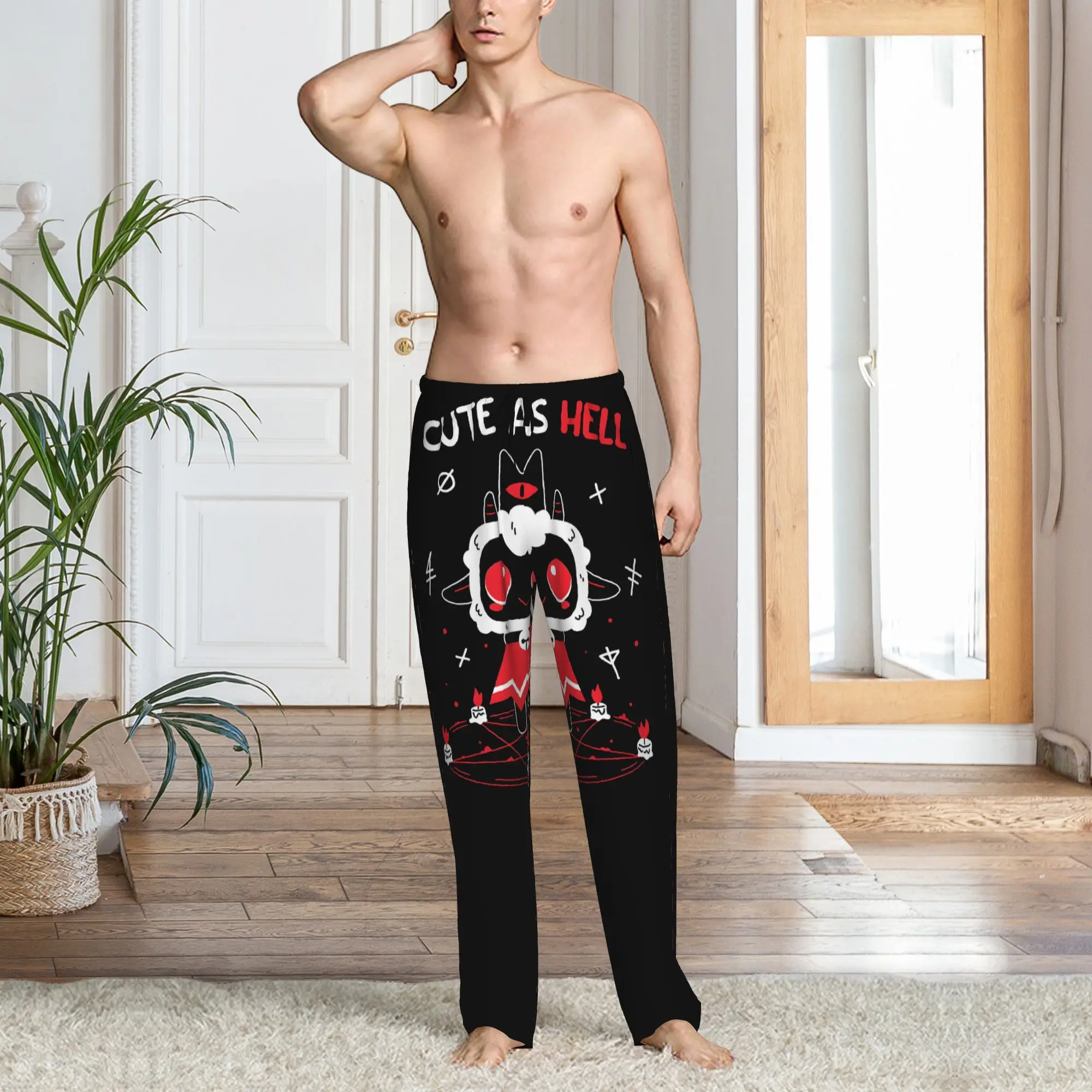 Custom Cult Of The Lamb Pajama Pants Sleepwear Men Elastic Waistband Role-Playing Game Sleep Lounge Bottoms with Pockets view 6