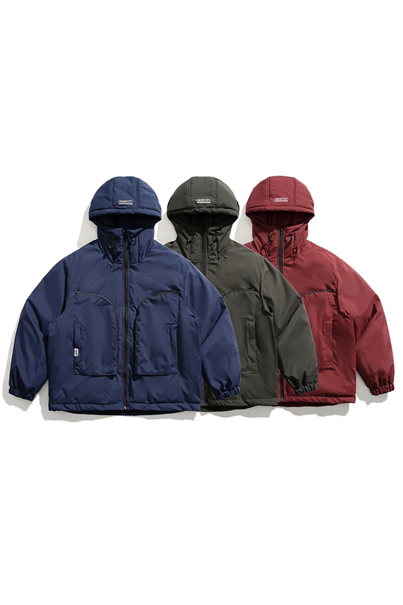 Men's American Mountain Style Workwear Large Pocket Hooded Cotton Jackets Autumn Winter Outdoor Windproof Thickened Warm Parkas