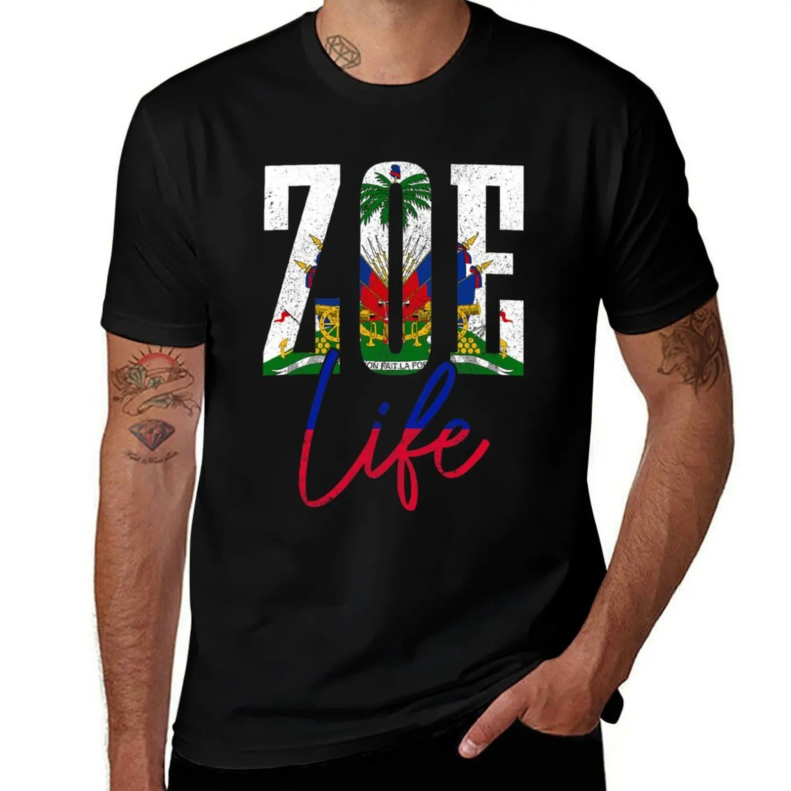 

Haiti Flag Zoe Haitian Life Pride Vintage Haiti T-Shirt graphic t shirts for man t shirts for man slim fit T-Shirt
