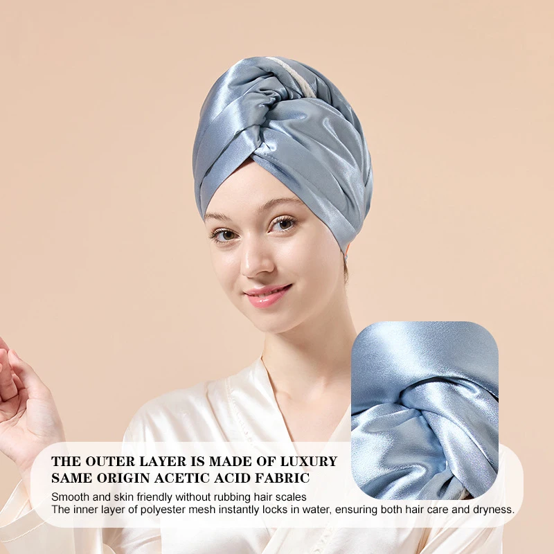 Large Size Head Cover Acetate Waffle Hair Drying Cap for Women Super Absorbent Breathable Quick Dry Hair Towel Hat