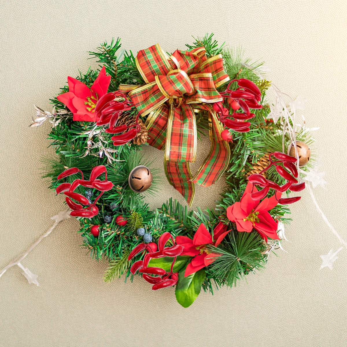 

12Pcs Christmas Decorative Accessories Simulation Chili Artificial Bright Realistic Fake Chili for Holiday Event Wedding