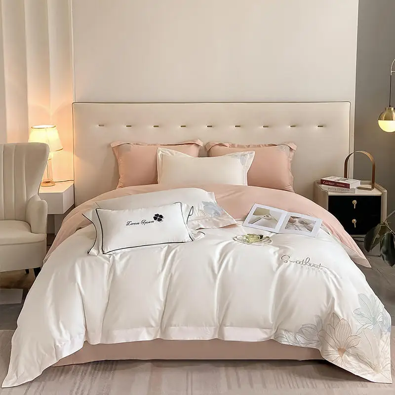 

Cotton bedding set Extra large high-end Duvet cover set High grade embroidery cotton bedspread cover cotton four piece set