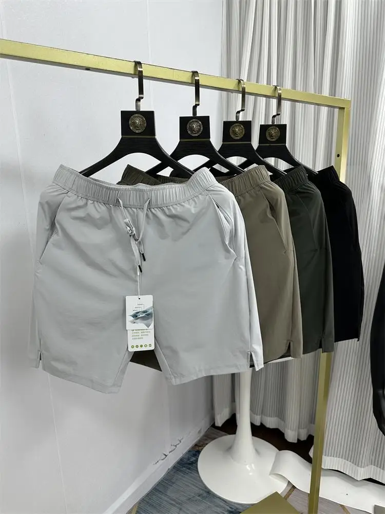 

Мужские повседневные шорты из ледяного шелка, летние, тонкие, длиной до колена, для спорта и тренировок на открытом воздухе, быстросохнущие, дышащие, прямого кроя