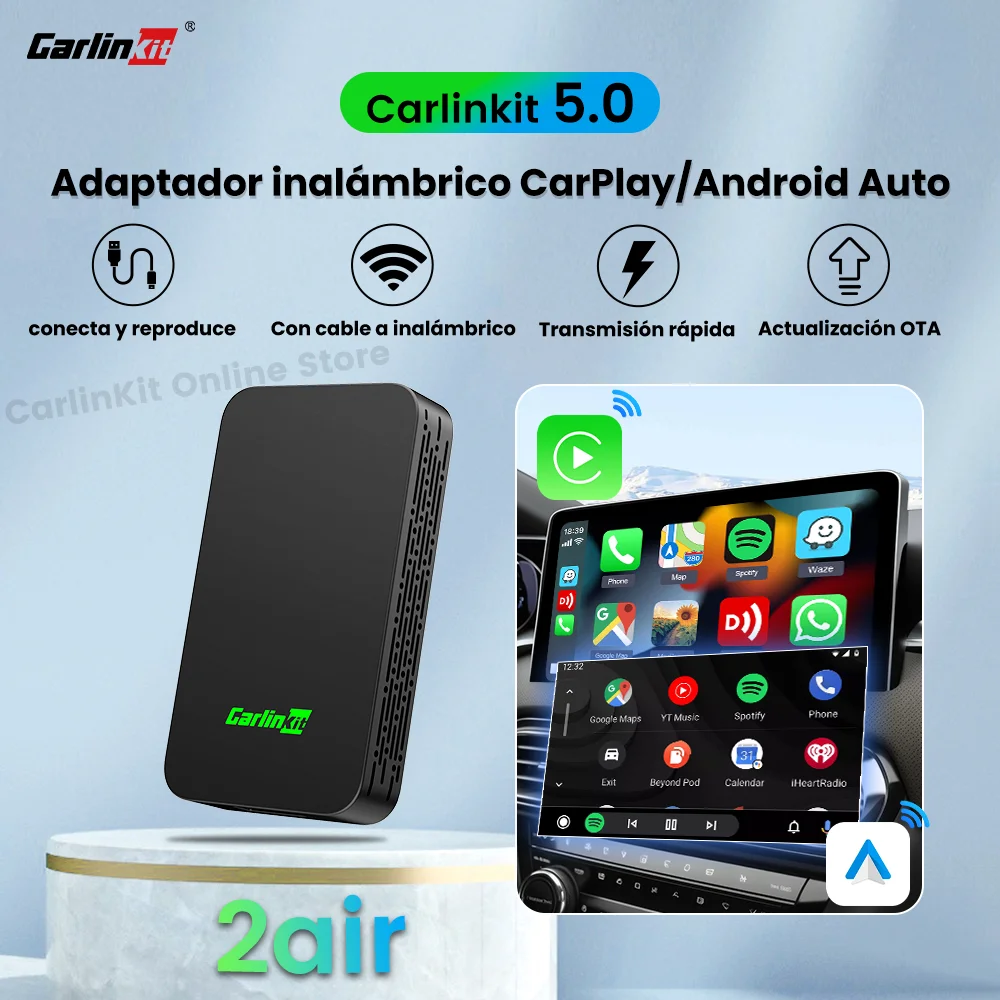 Carlinkit 5,0 2air Carplay inalámbrico Android auto adaptador inalámbrico para Toyota Mazda Ford Vw Peugeot Skoda Kia Haval Wifi BLE