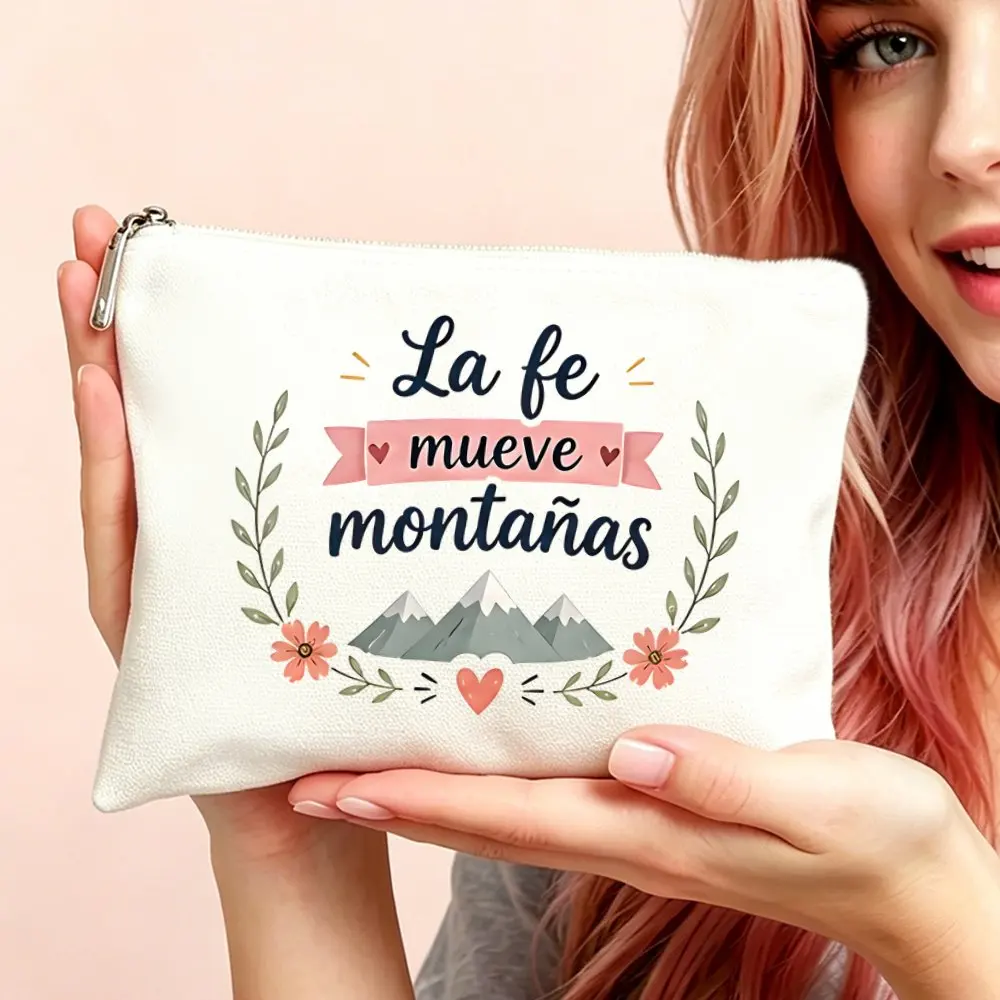 1pc Makeup Cosmetic Bag and Toiletry Pouch, Gift for Women, Inspirational Faith Mountain Cosmetic Bag for Mom Daughters Friends