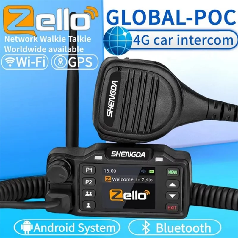 ZELLO Car Mobile Radio SD-C8 4G POC 5000KM Bluetooth GPS SOS LCD Display Wireless Link Anti-Interference High-Fidelity Output
