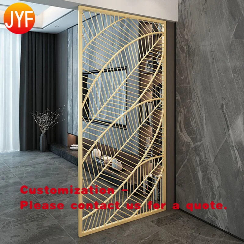 custom.ZZ9910 304 Laser Cutting Black Hairline Stainless Steel Waterproof Room Divider Metal Partition Screen