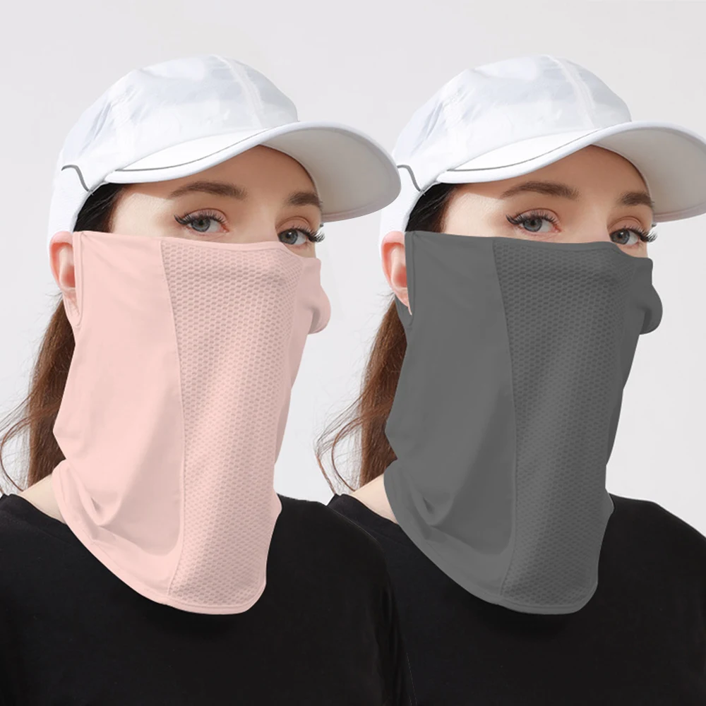 Protezione solare maschera di seta del ghiaccio copertura del viso donna uomo maglia orecchio appeso maschera di protezione UV copertura dell'involucro del collo sciarpa sportiva a prova di sole con bavaglino