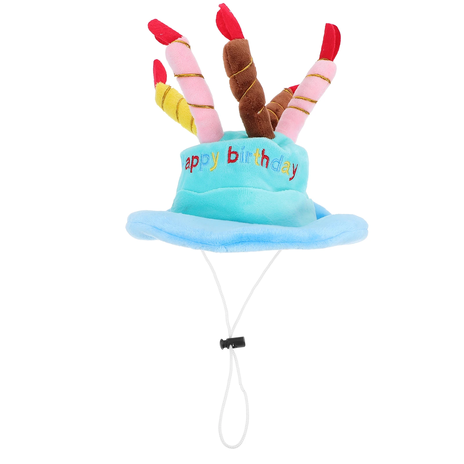 

Pet Birthday Cake Hat for Dogs Cats Costume Happy Party Candles Design Cosplay Headwear Adjustable Fits Small Medium Breeds