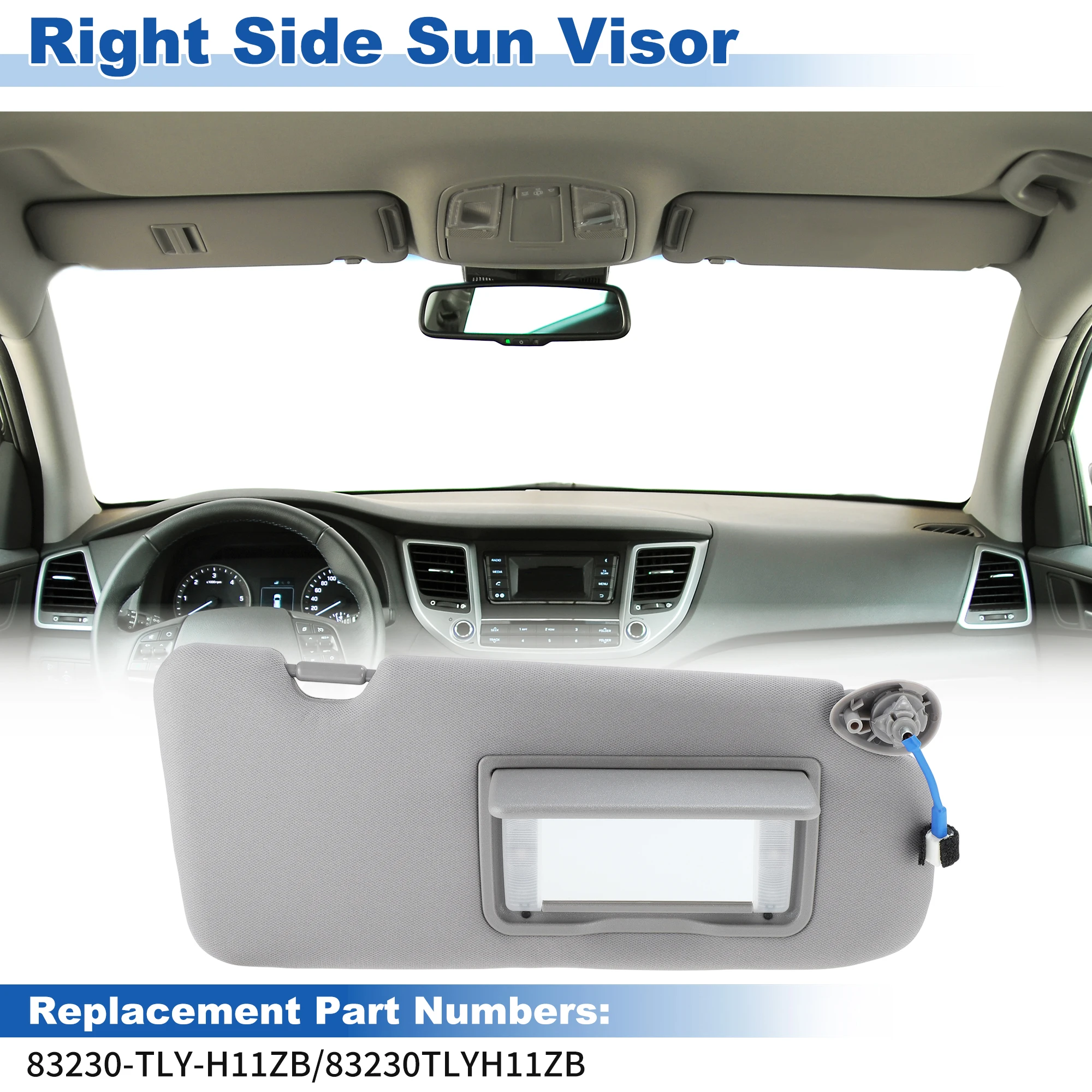 

Правый солнцезащитный козырек UXCELL подходит для Honda CRV 17-22 No 83230-TLY-H11ZB Серый