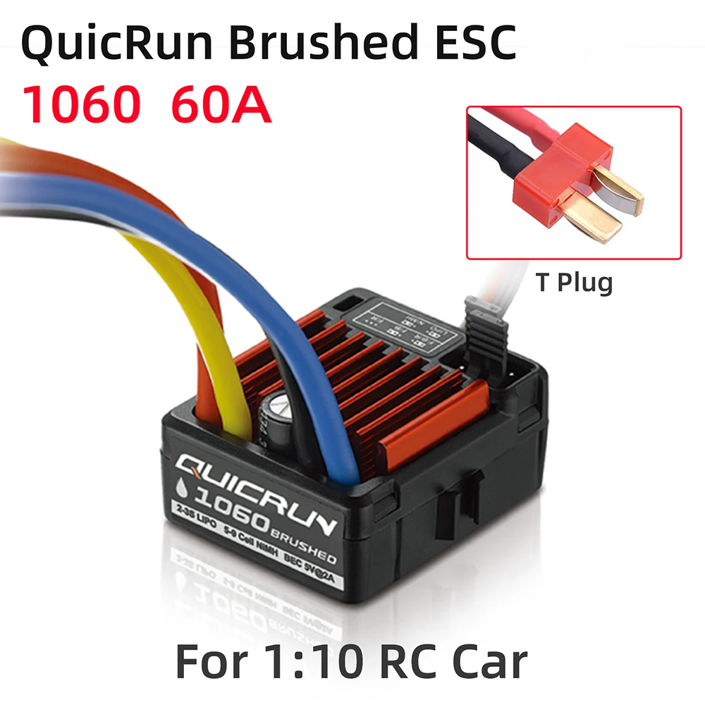 Hobbywing QuicRun 1060 60A/360A 1625 25A/100A 1080/80A Waterproof Brushed ESC 2-3S LiPo for 1:10 1:18 1:16 On-road Off-road Car