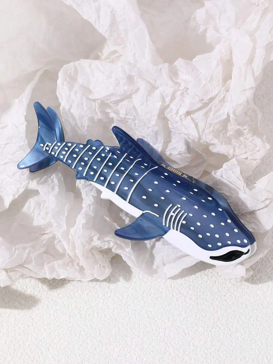 

Blue Whale Spotted Hair Claw Acetate Ocean Series Hair Accessory For Women Daily Wear Beach Vacation