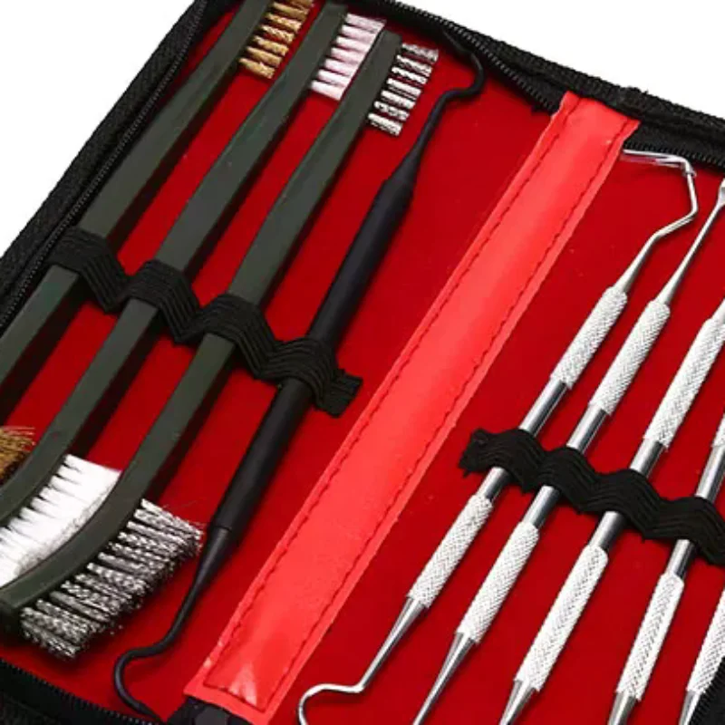 

9 шт., щетка для чистки пистолета и набор кистей, двухсторонние щетки для пистолета с футляром для переноски