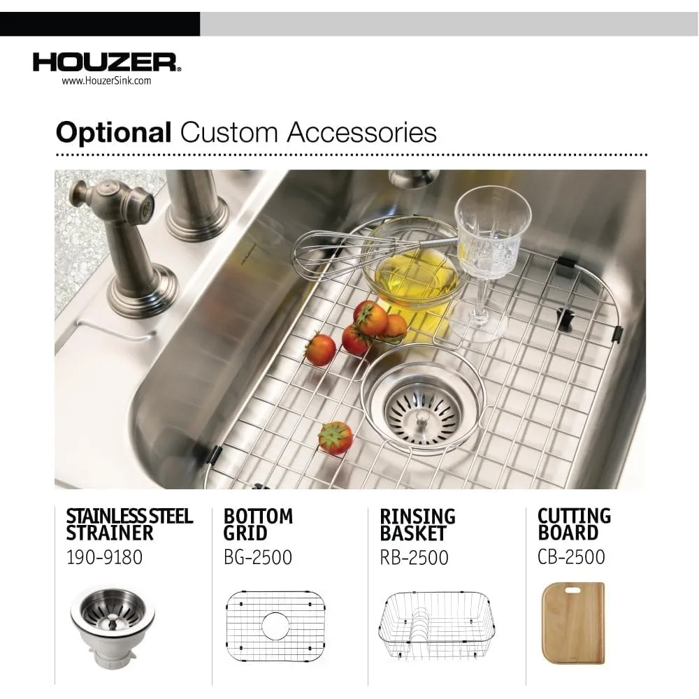 

Stainless Steel 2522-8BS3-1 Glowtone Series Kitchen Sink - 25" Topmount Drop In Multipurpose Sink, Single Bowl Basin