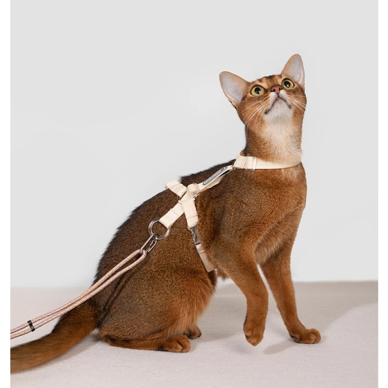 

Escape Proof H-Style Cat Harness & Leash, 38g Ultra Light Breathable, Adjustable Neck/Chest/Back, Reflective Rope 120-160cm