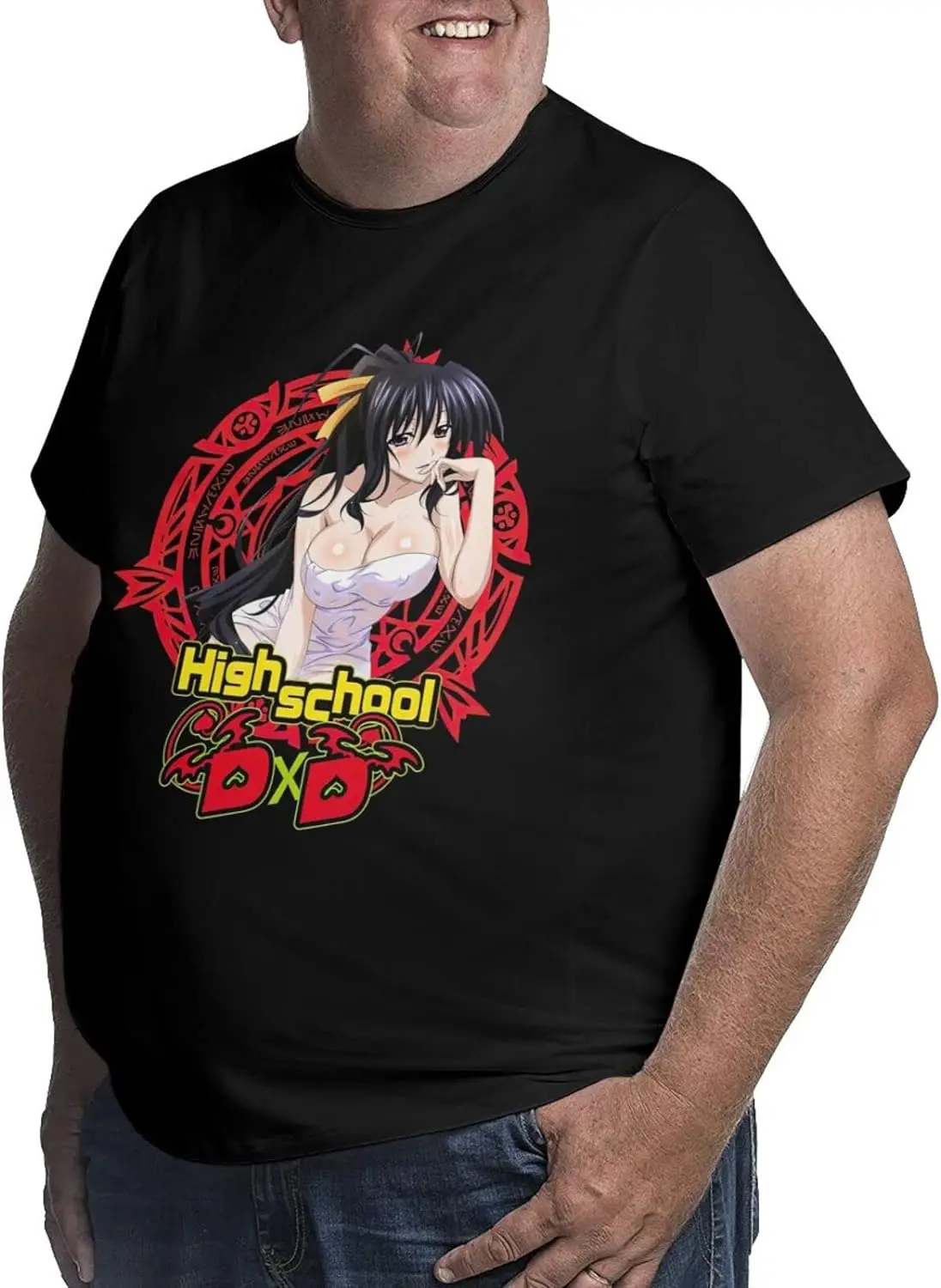 Anime Highschool DxD Akeno Shirt Cotton Crew Neck Fashion Big Size Tops for Male Black