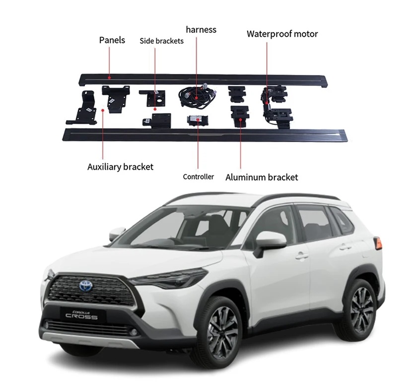 

Power Running Boards Electric Side Steps for 2022+ TOYOTA COROLLA CROSS Frontlander Aluminum Electric Side Step