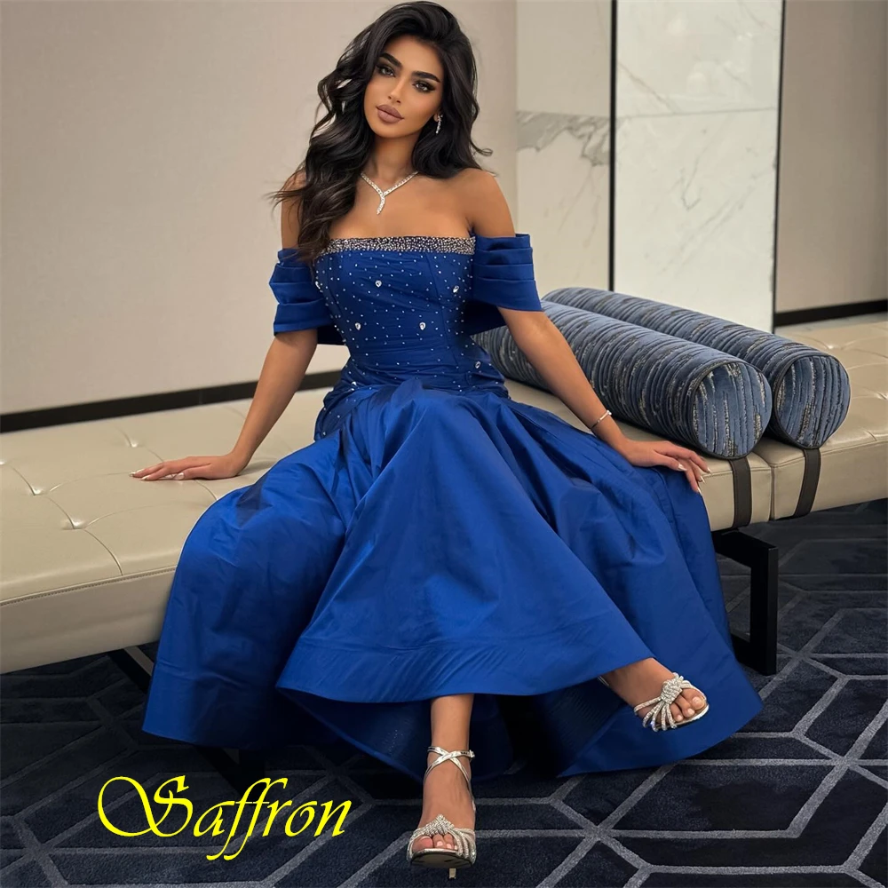 

Customized Exquisite Satin Mermaid Evening Dress Graceful Off the Shoulder Prom Dresses Fashion Crystal Special Occasion Gowns
