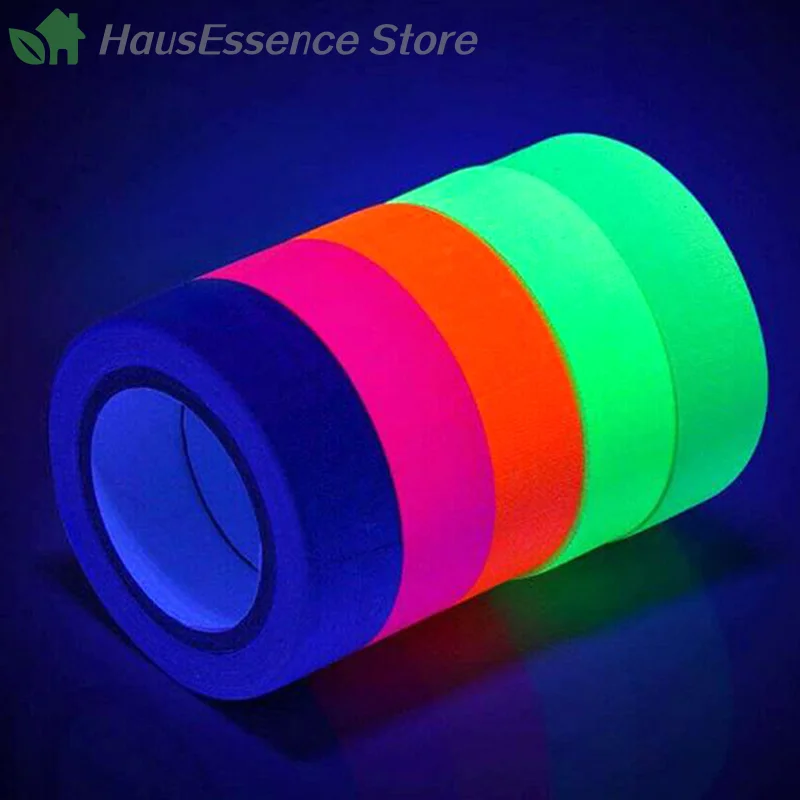 ※6 Rolls Luminous Tape Safety Warning UV Reactive Blacklight Fluorescent Glow in The Dark Neon Gaffer for Home Decor