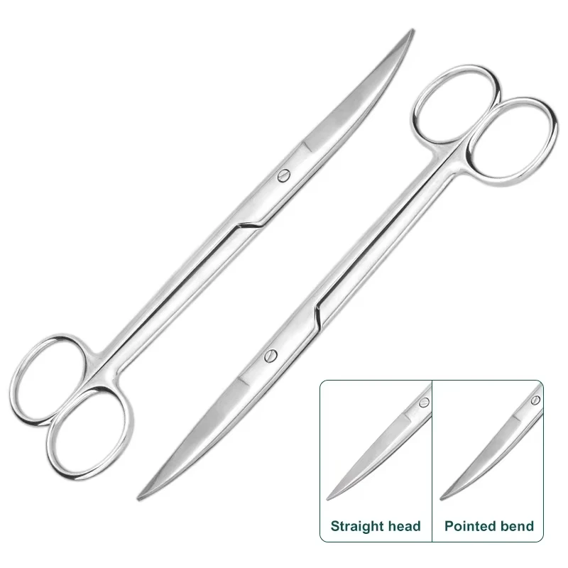 1PC Chirurgische Schere Tier Veterinär Tierarzt Medizinische Edelstahl Gerade gebogene Spitze Haarschnitt Schere 10cm/12cm/14cm/16cm