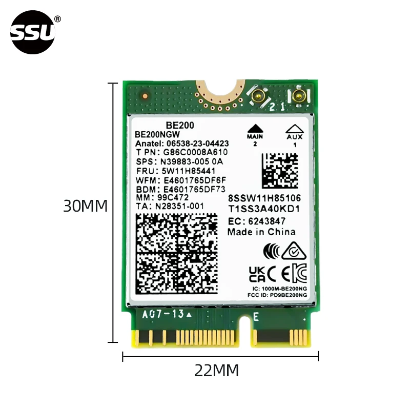อะแดปเตอร์ไร้สาย WiFi7 BE200NGW ความเร็ว 8774Mbps BT5.4 สำหรับแล็ปท็อป รองรับ M.2 Key-E ใช้งานร่วมกับ Win11 ได้