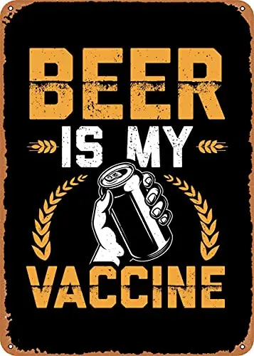 Beer is My Vaccine Gift Vintage Look Metal Sign Patent Art Prints Retro Gift