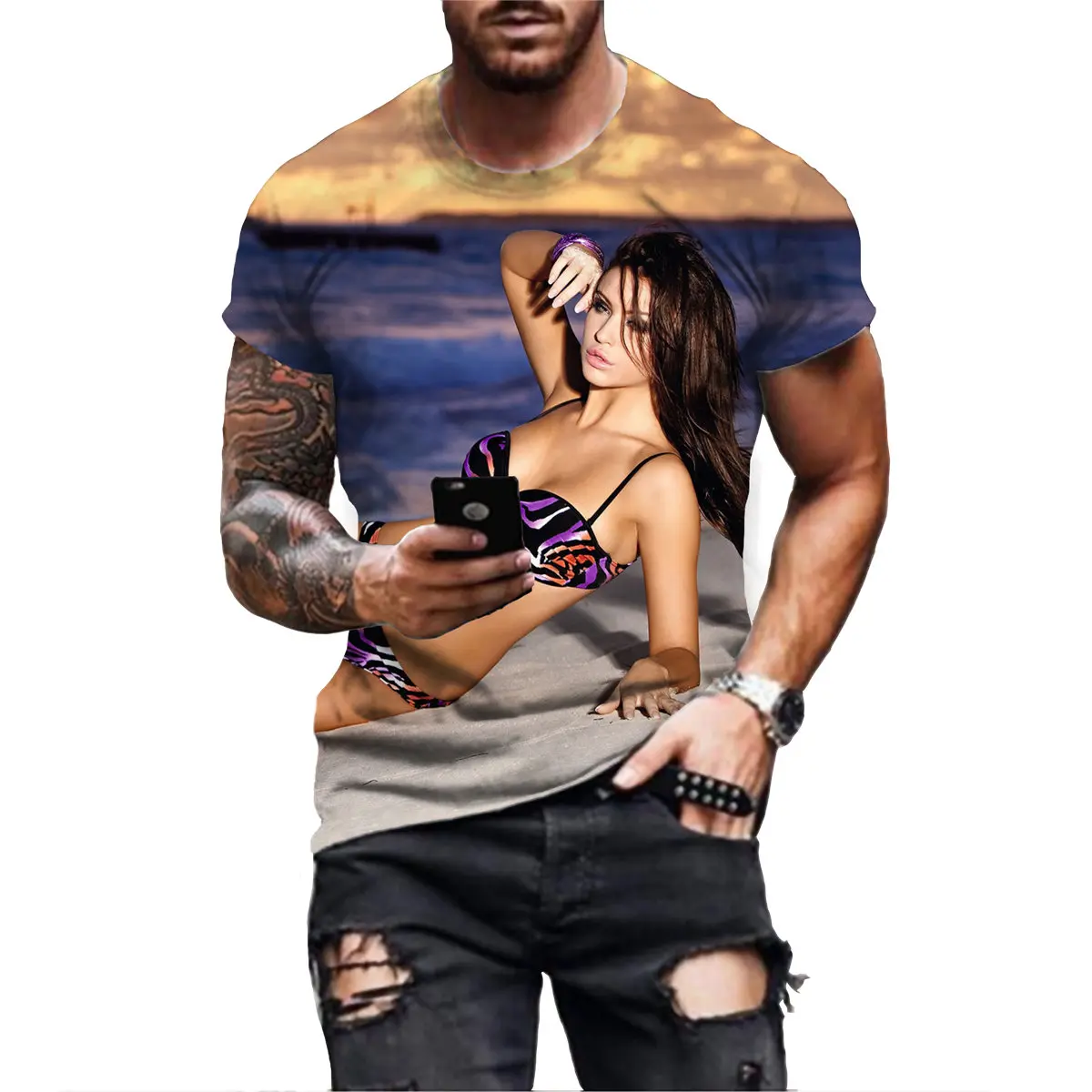 Sexy Girls Graphic T-shirt Beach Beauty Bikini Model 3D Printed T-shirt Streetwear Summer Fashion Tops