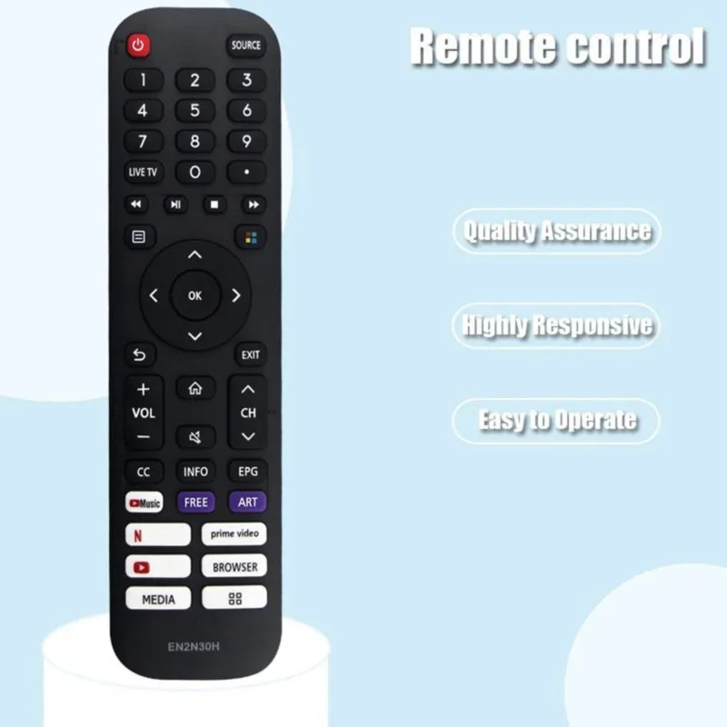 DT98 EN2N30H Replacement Infrared Remote Control for Hisense TV - ABS Black Durable Easy Install