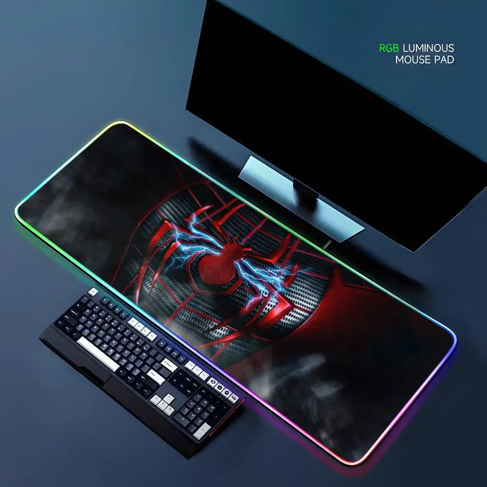 

Superhero Spider Man Venon Mouse Pad RGB Gaming Mouse Pad Desk Mat HD Gamer Large LED Light XXL MousePads