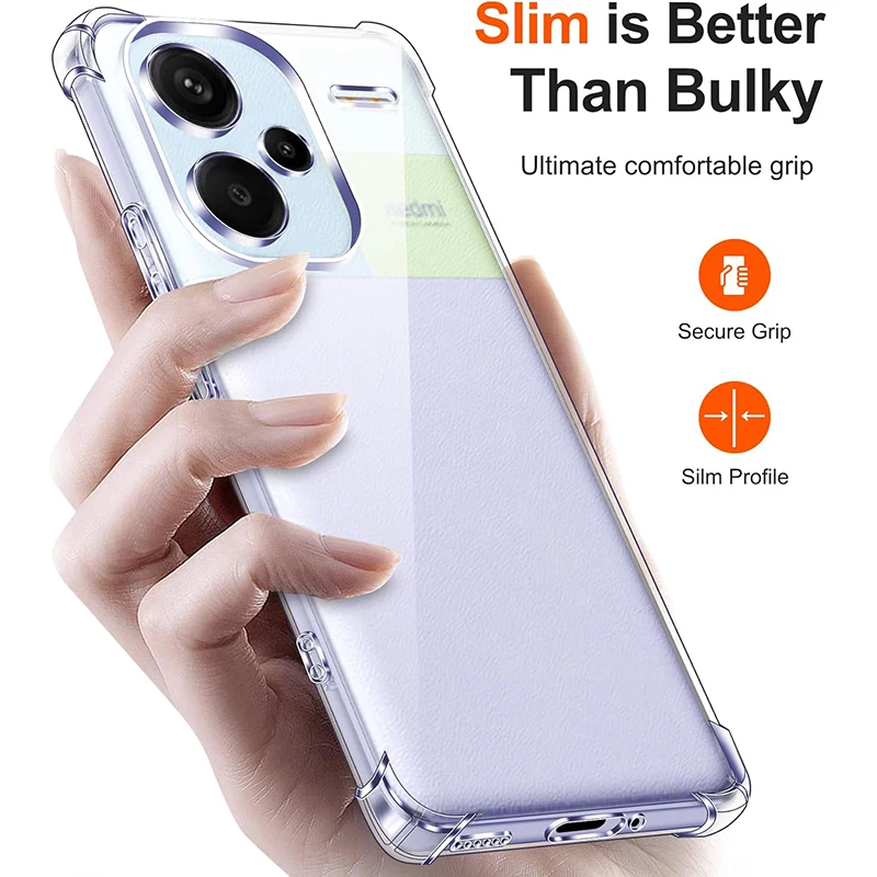 Shockproof Transparent Silicone Soft Case For Xiaomi Redmi Note 13 12 Pro Plus Pro+ 4G 5G Luxury Ultra Thin Clear Shell Cover