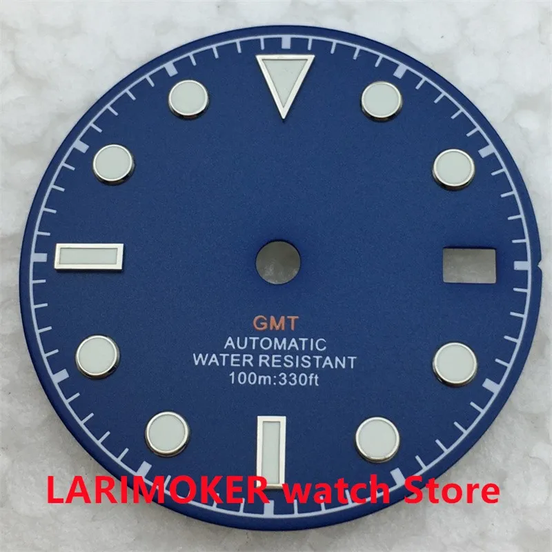 29mm Watch dial black blue white dial green luminous suitable for NH34 NH35 NH36 movement