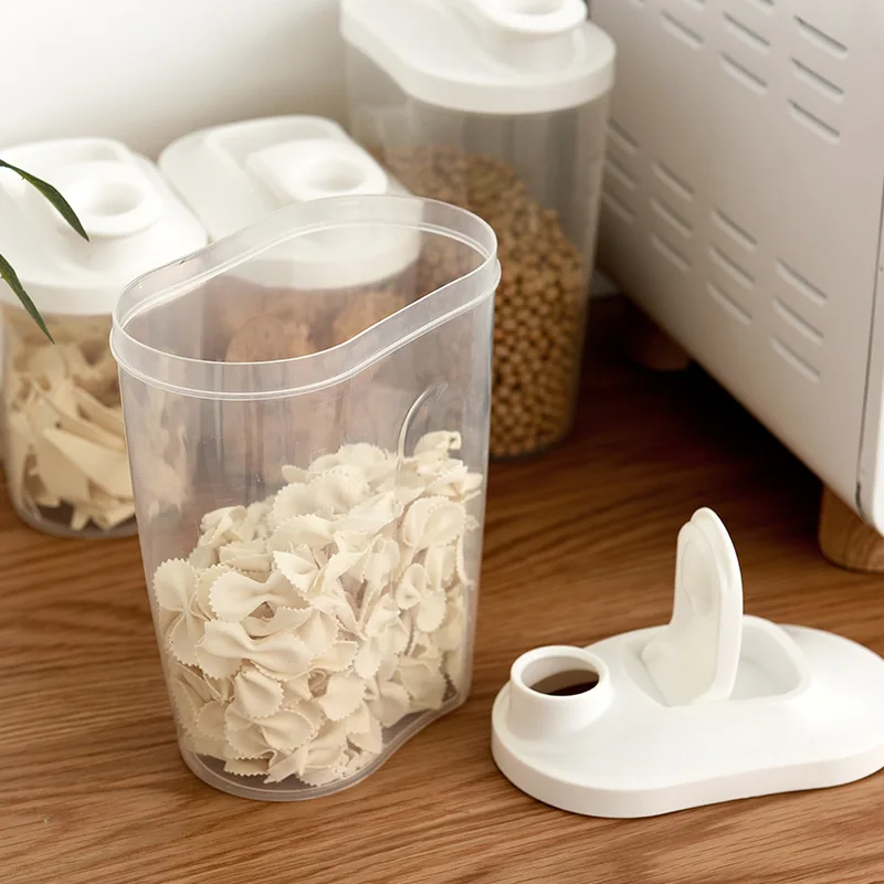 1/1.5L Household Kitchen Grain Storage Jar, Snack Sealing Jar, Noodle Moisture-Proof Storage Jar, Transparent Tape Cover