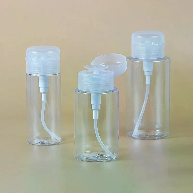 1 Unidade Frasco Vazio com Bomba Dosadora 120/200/300ml para Líquidos, Gel UV, Esmalte, Limpeza de Unhas e Removedor de Esmalte