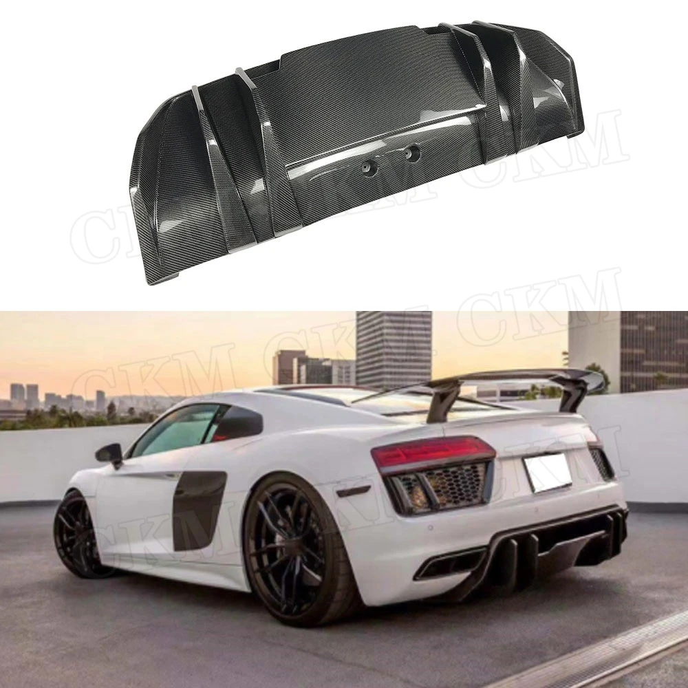 

Dry Carbon Fiber Rear LIp Diffuser Spoiler For Audi R8 V8 V10 2017 2018 2019 2020 FRP Back Bumper Hugger Guard Car Styling