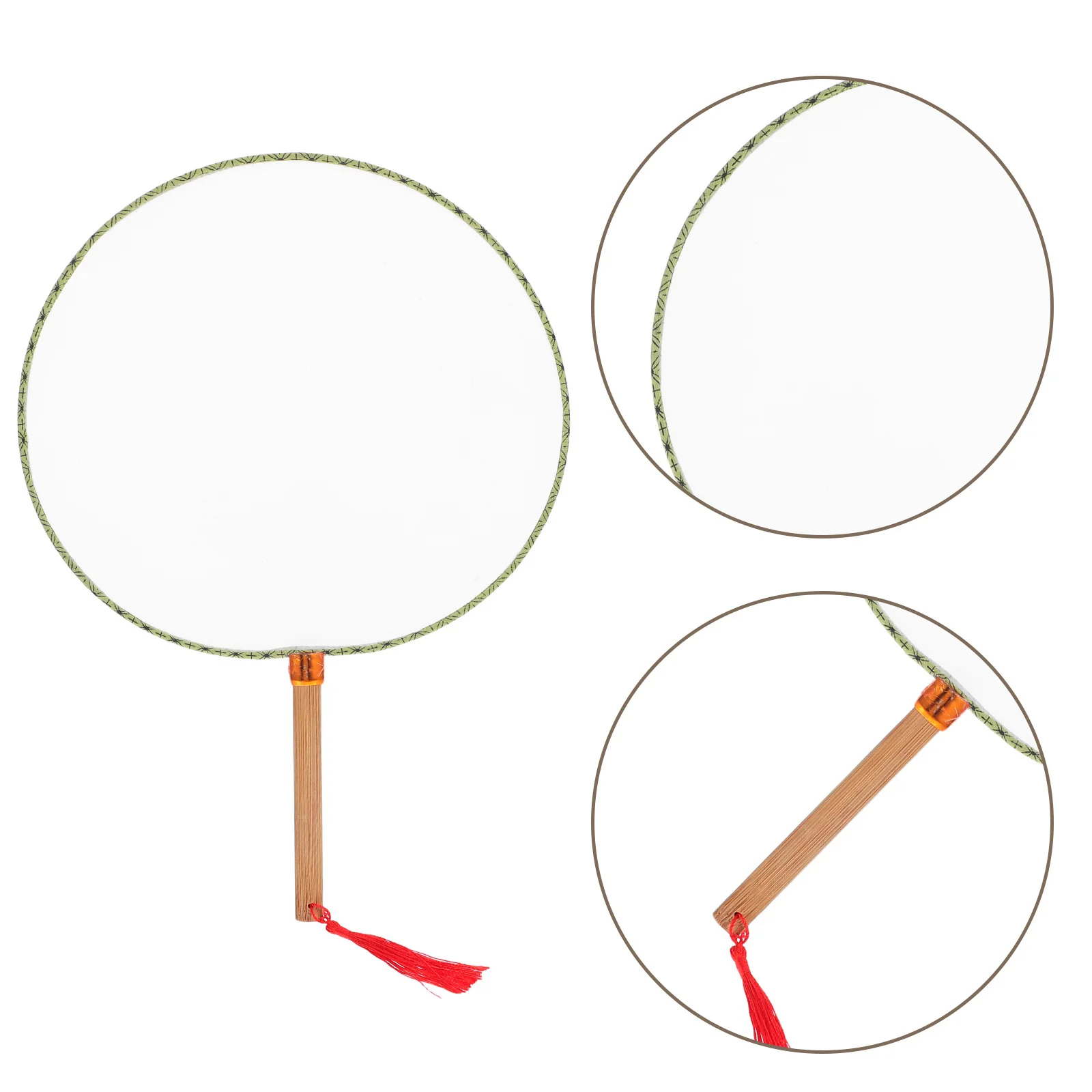 

4Pcs Blank Handcrafted Fans Round Bamboo Handle Painting DIY Project Cooling Portable Summer Fan Round Hand Fans