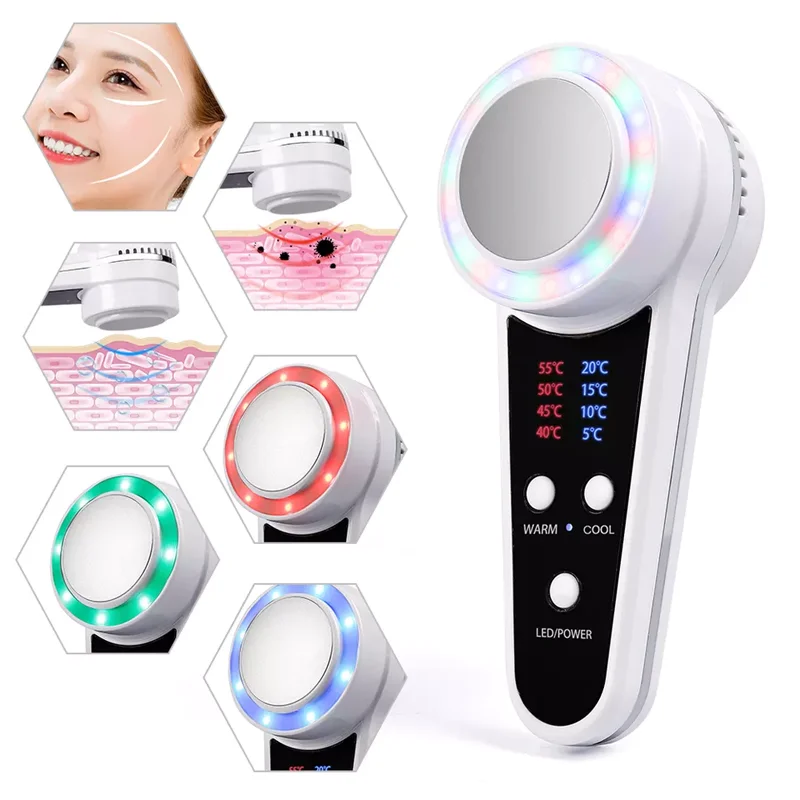 Hot and Cold Light Photon LED Therapy Beauty Device Facial Lifting Skin Whitening Rejuvenation Device