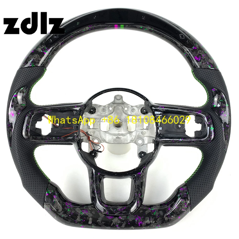 

Индивидуальный перфорированный кожаный руль из кованого углеродного волокна со светодиодной подсветкой для Jeep Wrangler JL JK Gladiator 2018 2020 2021 2022 2023