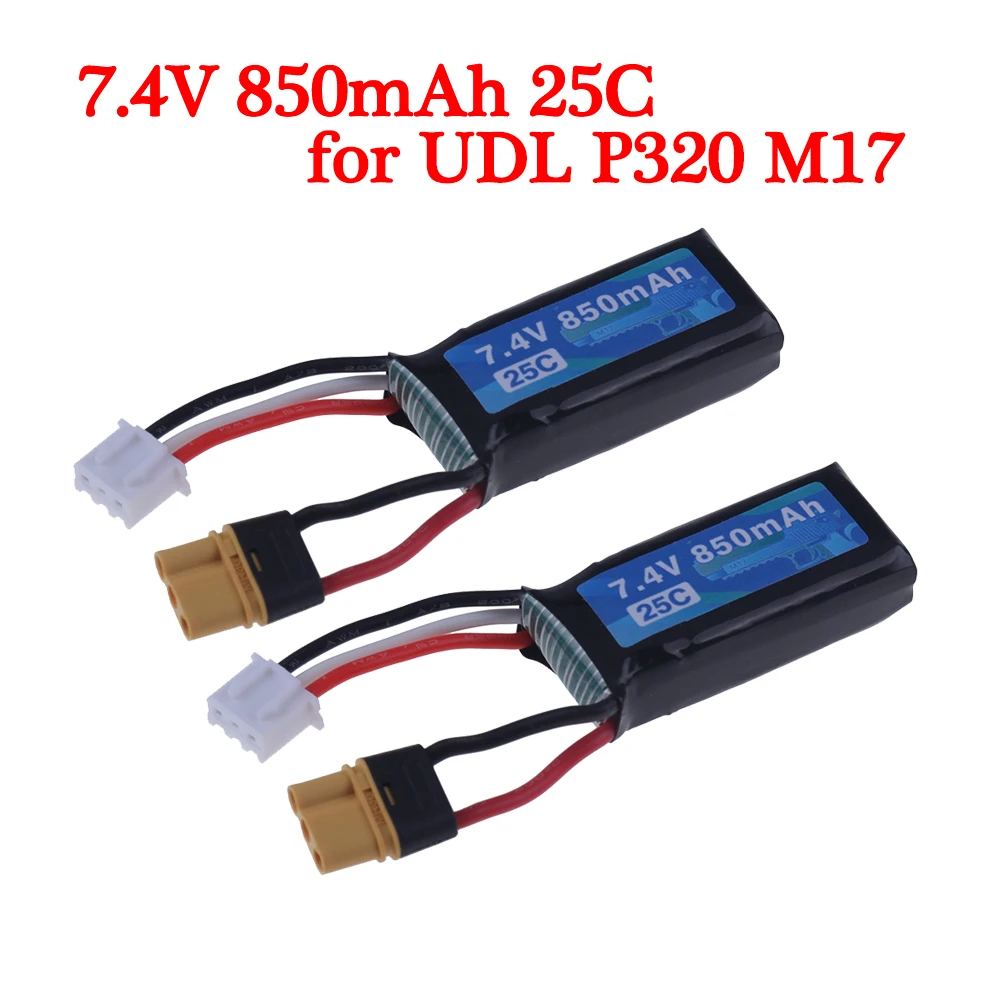 Baterai Lithium 7.4V 850mAh 25C Untuk UDL P320 M17 Aksesori senjata mainan Model simulasi