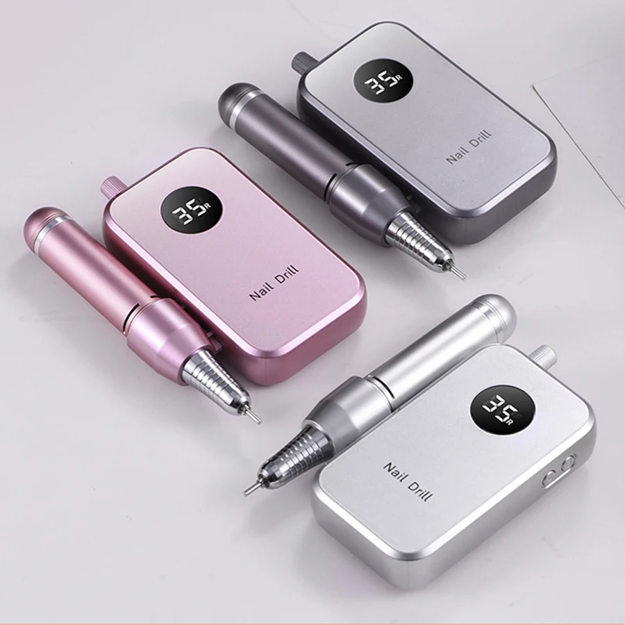 Professional 35000RPM Portable Electric Nail Drill Machine Display Nails Sander For Acrylic Gel Polish Rechargeable Nail Tool