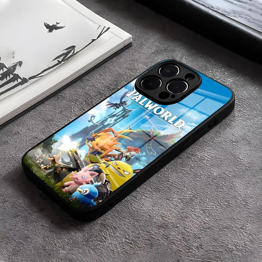 Spiel P-Palworld Telefon Fall Für IPhone 17 15 Pro Max 12 16 14 Plus 11 13 Pro X XR XS 7 8 Plus SE Glas Abdeckung