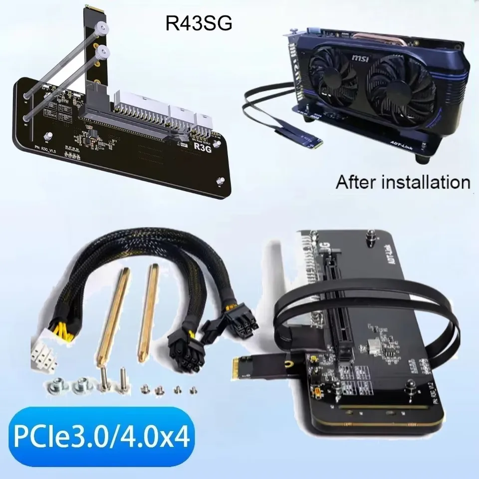 グラフィックボード・グラボ・ビデオカード ADT-Link K43SG M.2 to PCIe 4.0 x4 egpu ADT-Link K43SG 4.0 M.2 M-Key NVMe to PCI-E 4.0 X16 External GPU