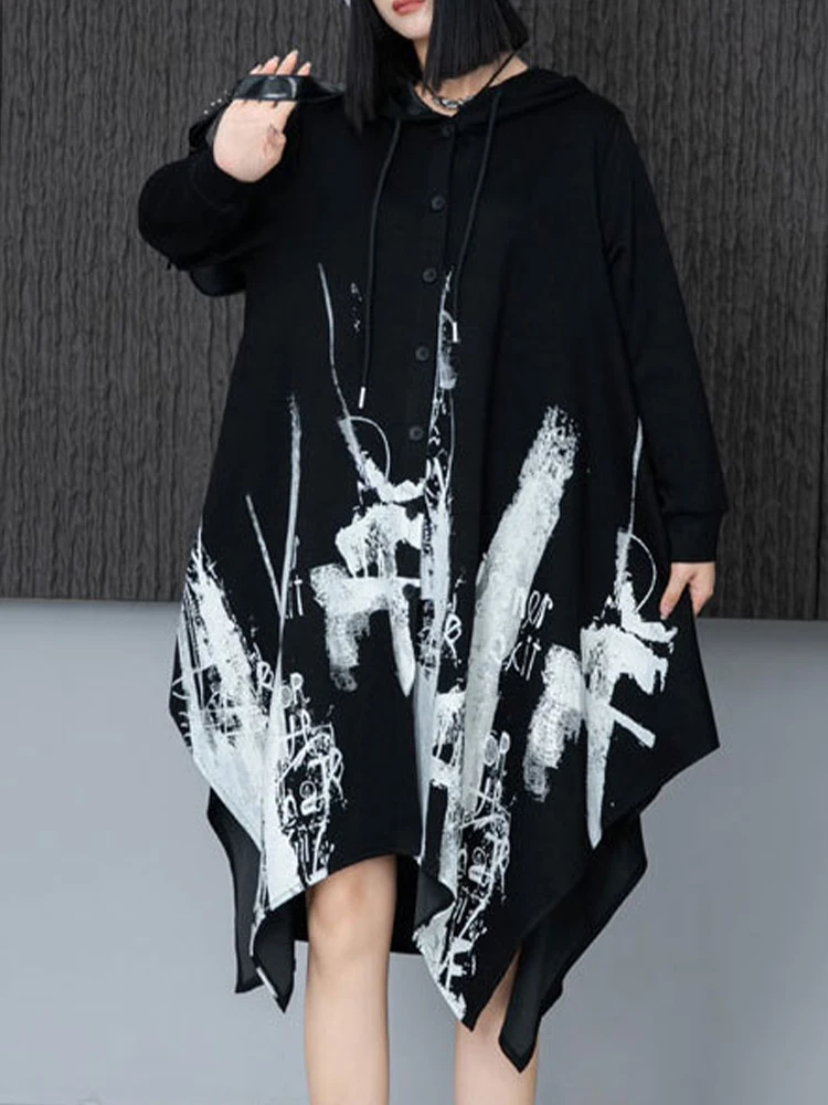 Max LuLu 2024 Ladies Loose Hooded Trench Womens Fall Fashion Vintage Punk Windbreakers Korean Classic Luxury Printed Long Coats