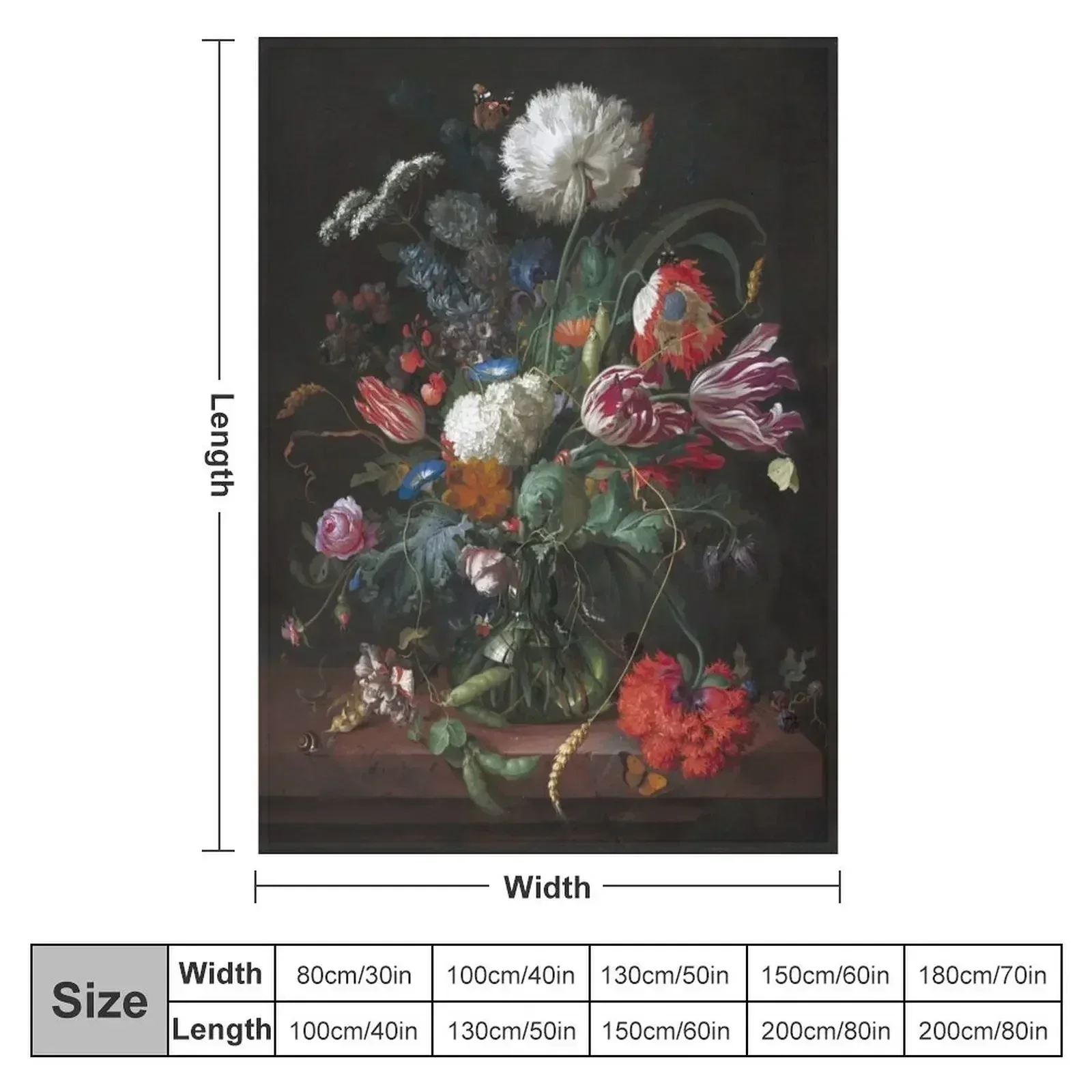 Vase of Flowers by Jan Davidsz de Heem, Dutch, 1660 Throw Blanket couch cozy soft plush fuzzy picnic outdoor blanket