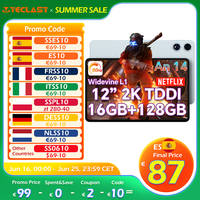 【New】Teclast T60 Plus 12 Inch Tddi 90Hz 2K Screen 2000X1200 Android 14 Widevine L1 Mtk Helio G88 (6Gb Ram+10Gb Expansion)16Gb/128Gb 8000Mah Battery 4g Lte Dual Sim Tf up to 1Tb